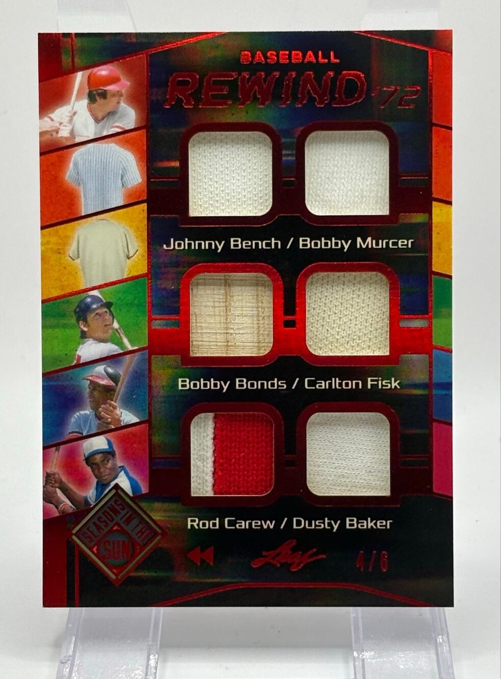 2026 Leaf Seasons Sun Baseball Rewind ’72 12 Game Used Relics 4/6 SP Bench Carew